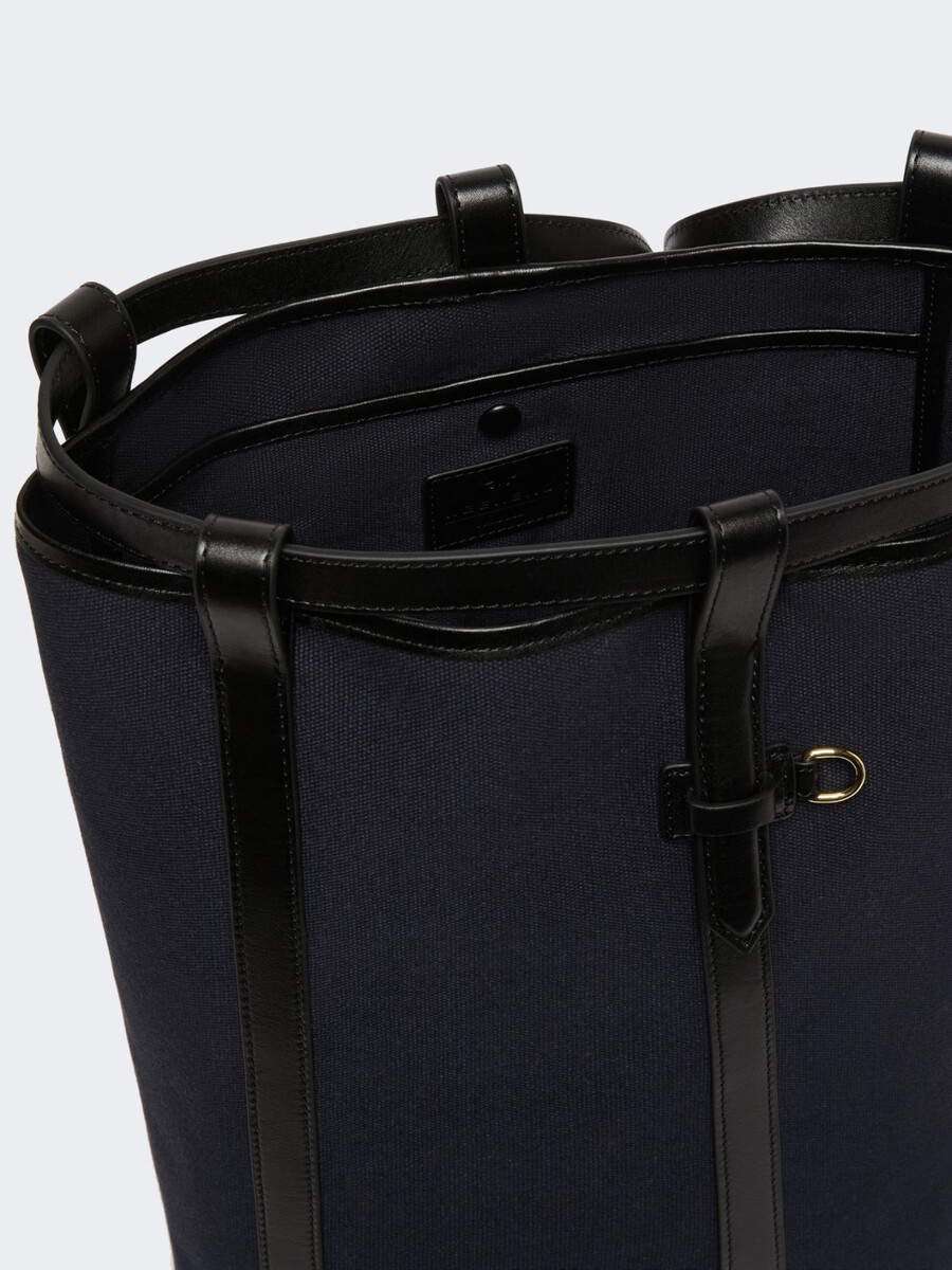 sac à dos en toile et cuir - ultramarine