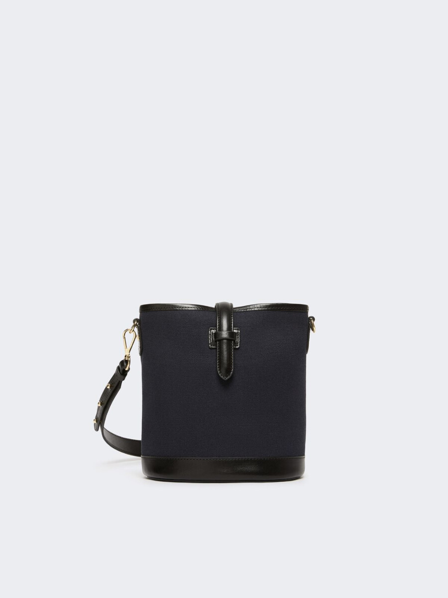 petit sac seau en toile et cuir - ultramarine