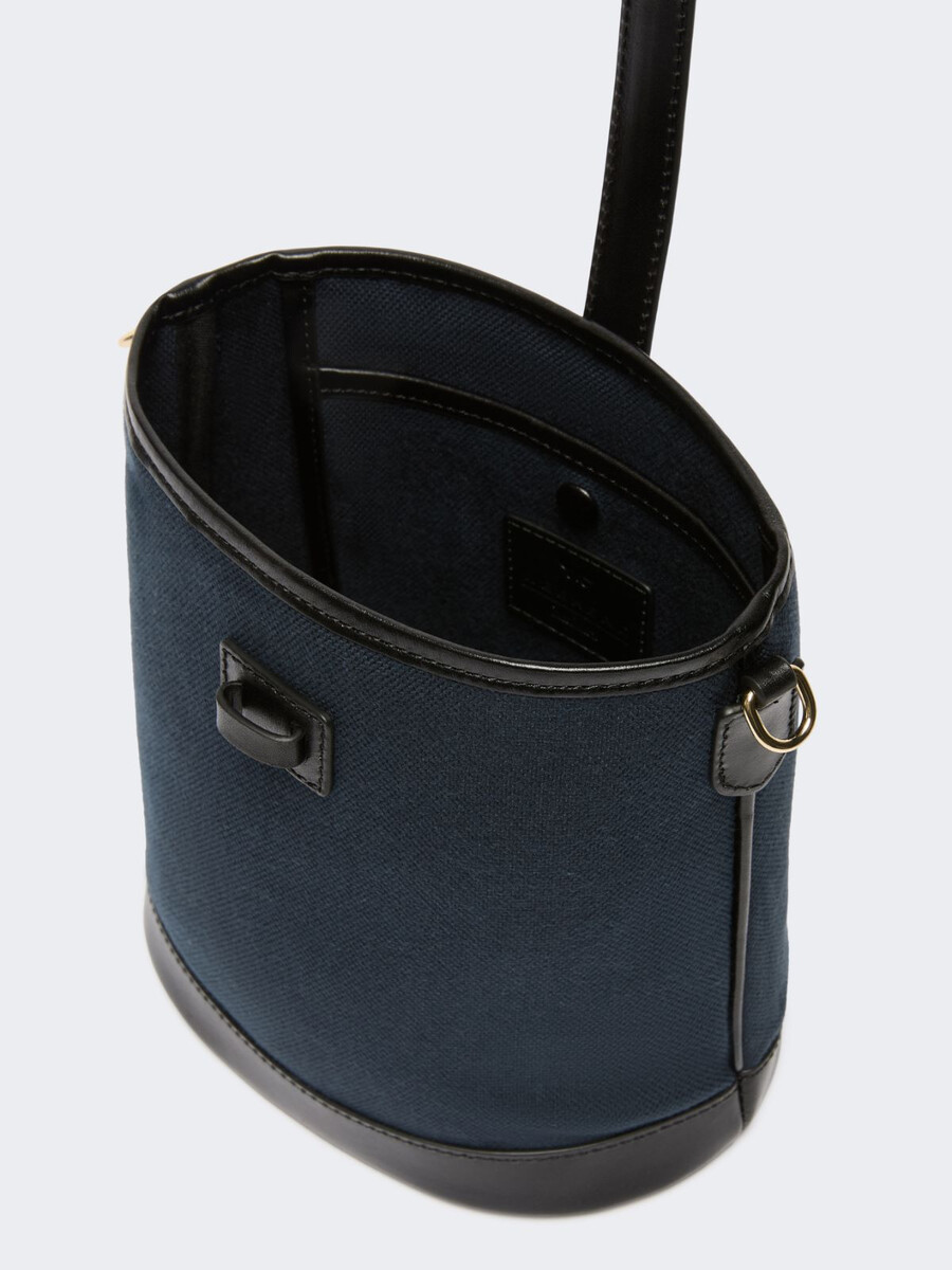 petit sac seau en toile et cuir - ultramarine
