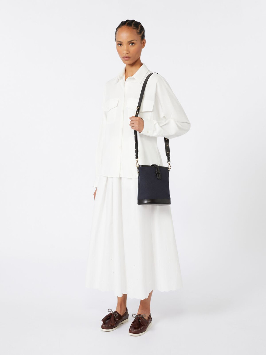 petit sac seau en toile et cuir - ultramarine