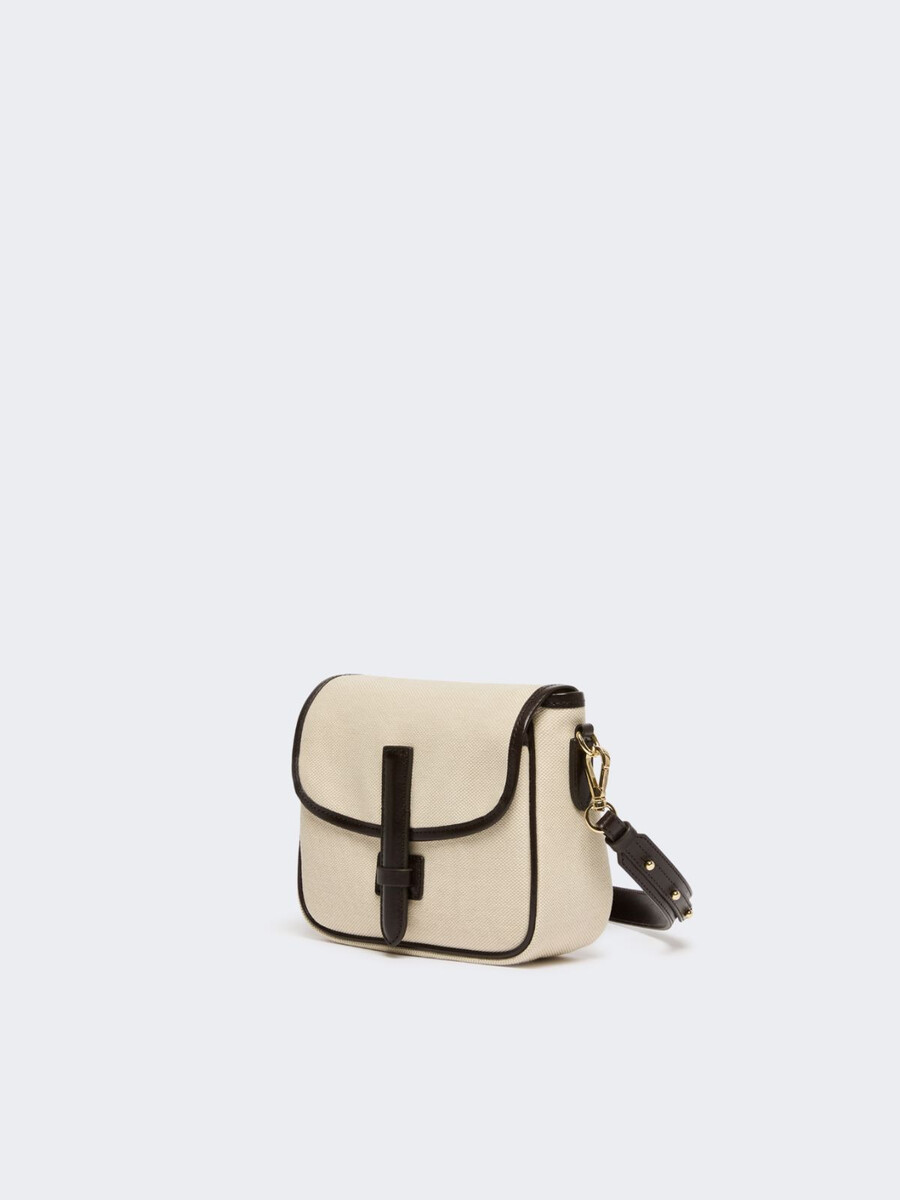 petit sac bandoulière en toile et cuir - beige