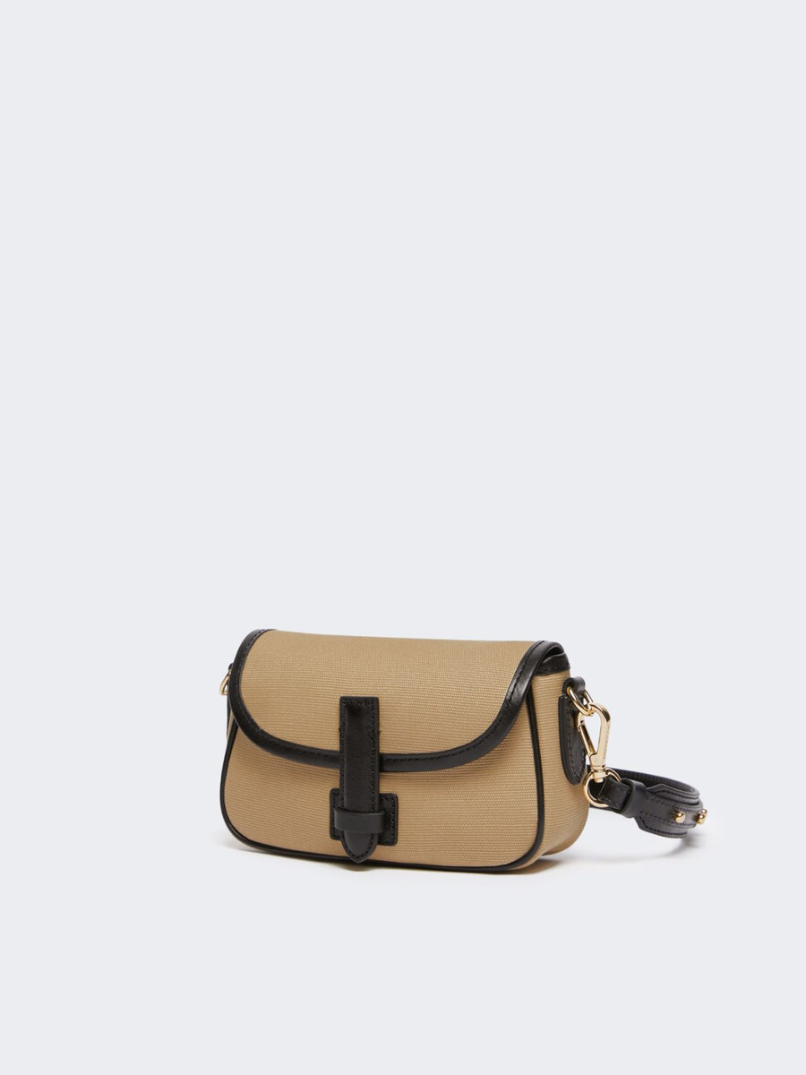 sac bandoulière en coton et cuir - beige