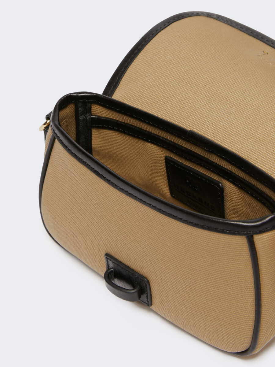 sac bandoulière en coton et cuir - beige