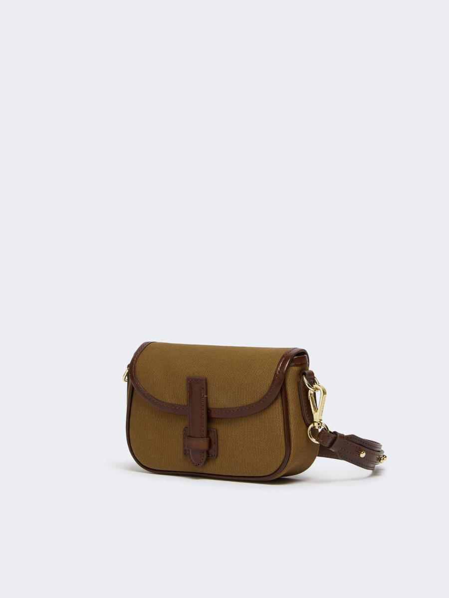 sac bandoulière en coton et cuir - bronze