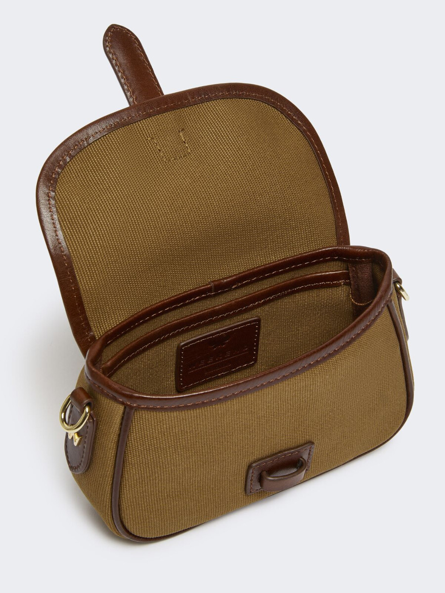 sac bandoulière en coton et cuir - bronze