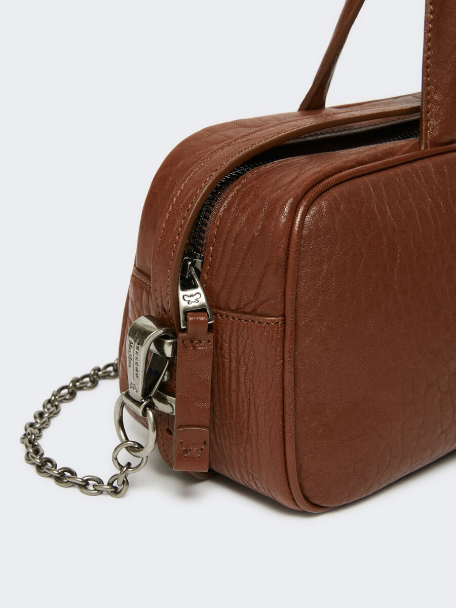 sac boston en cuir nappa - tabac