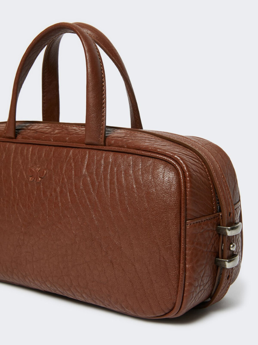 sac boston en cuir nappa - tabac