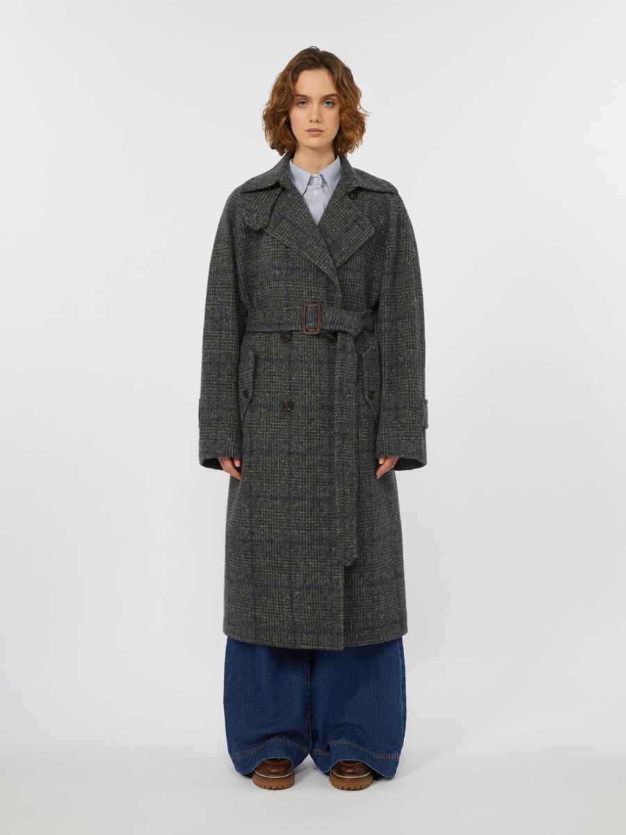 manteau long en tweed de laine - gris foncÉ