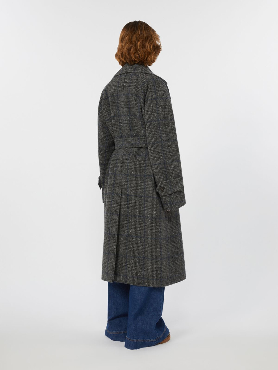 manteau long en tweed de laine - gris foncÉ