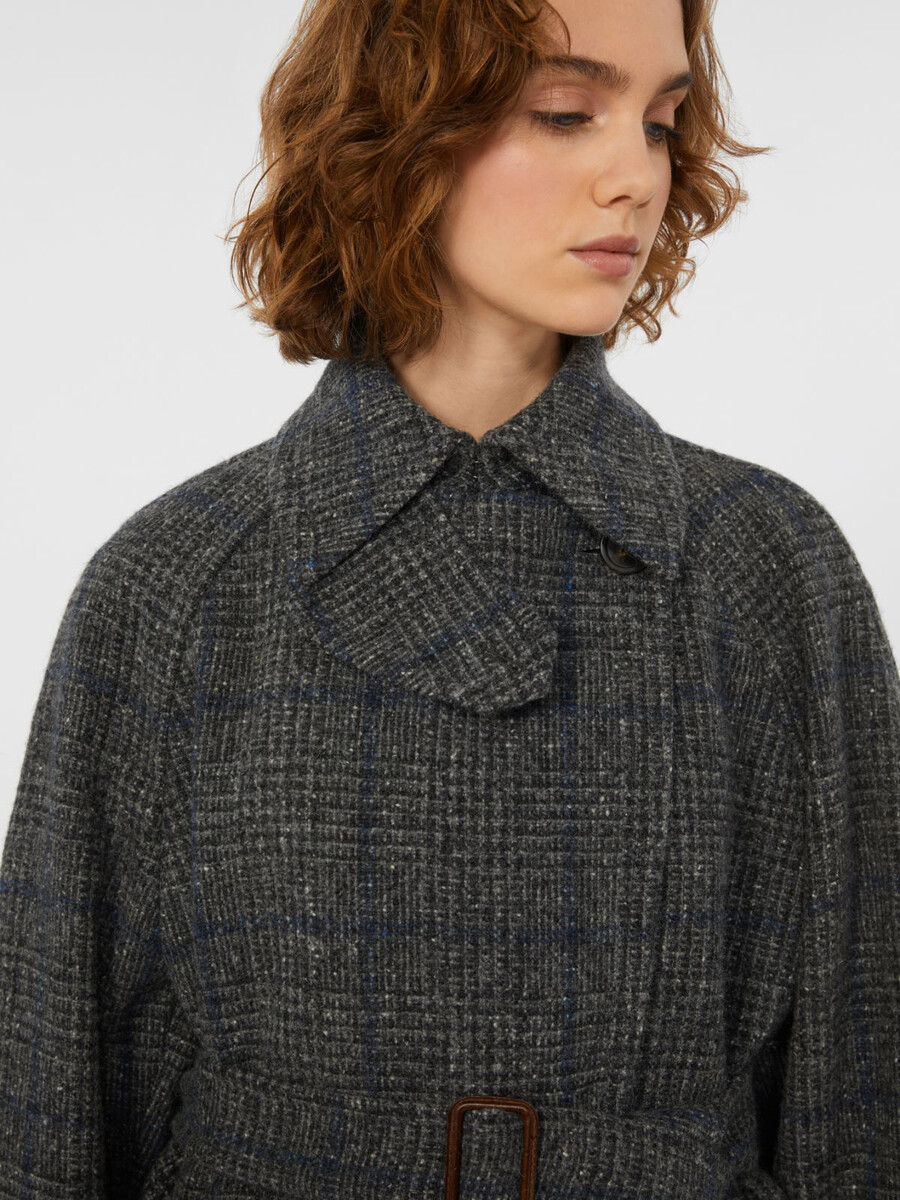 manteau long en tweed de laine - gris foncÉ