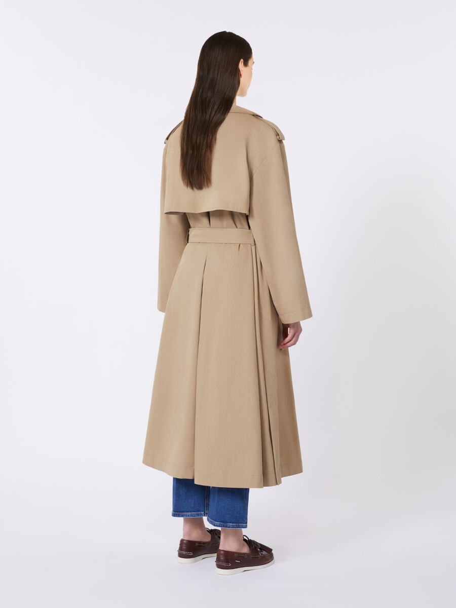 trench-coat fluide en coton et nylon - marron noisette