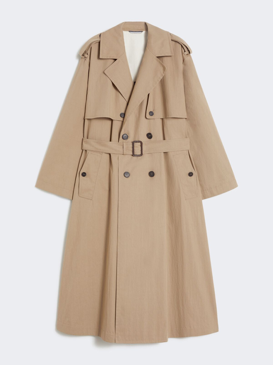 trench-coat fluide en coton et nylon - marron noisette
