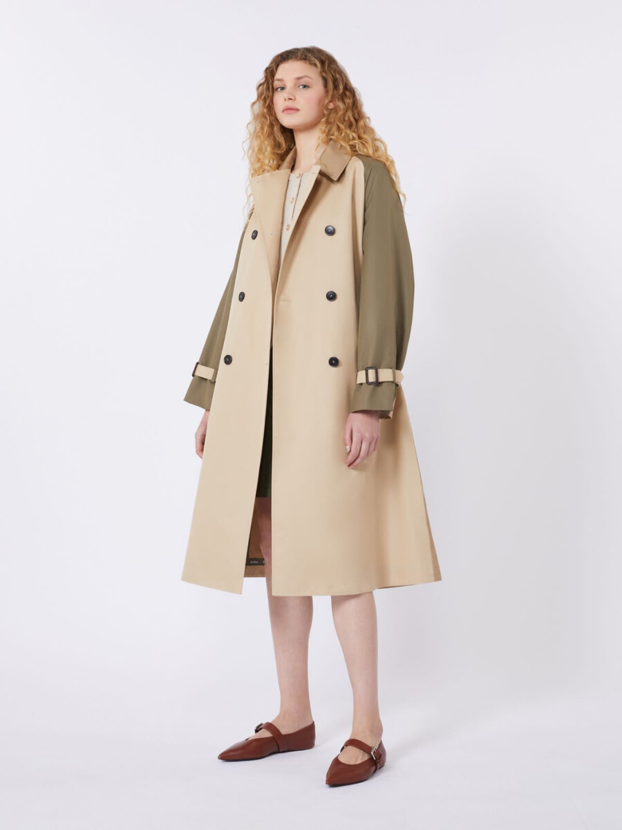 trench-coat réversible en gabardine déperlante - beige