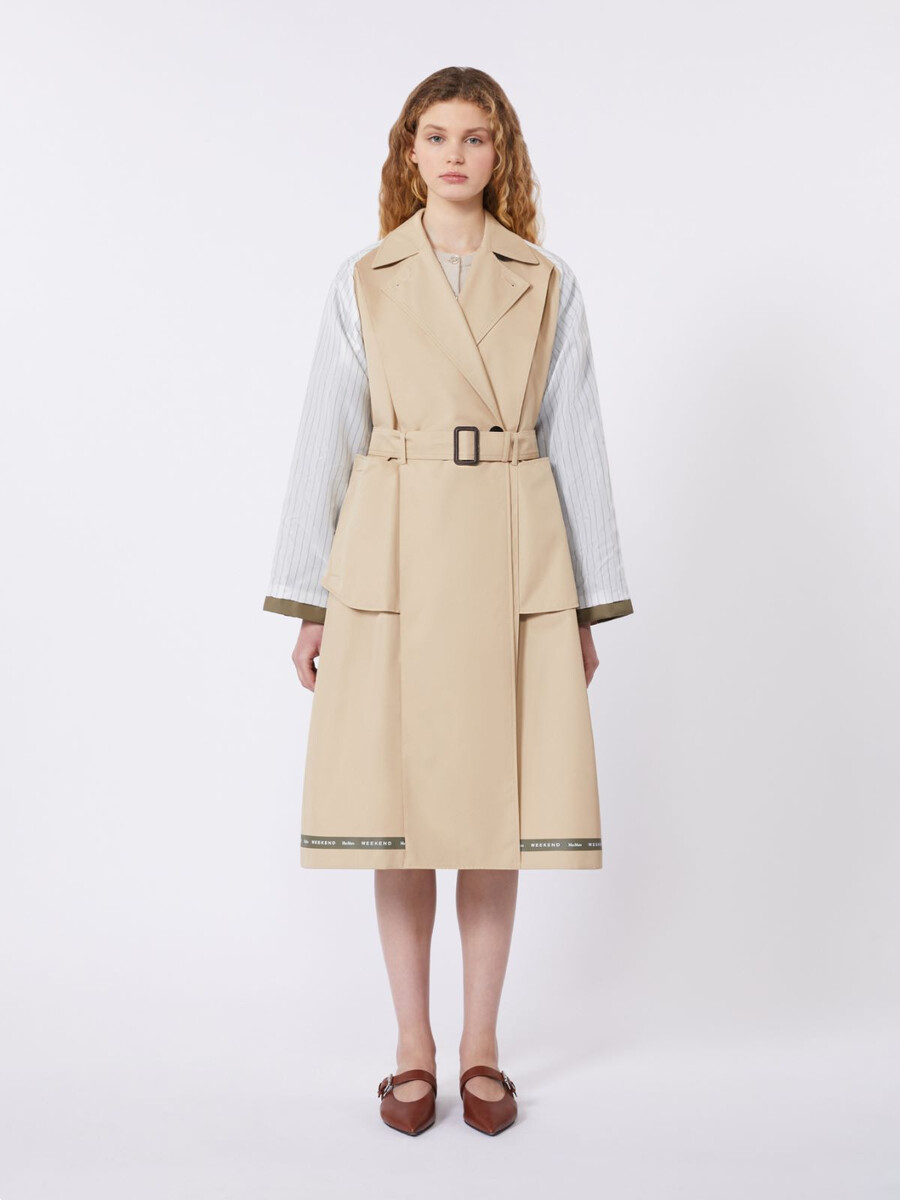 trench-coat réversible en gabardine déperlante - beige