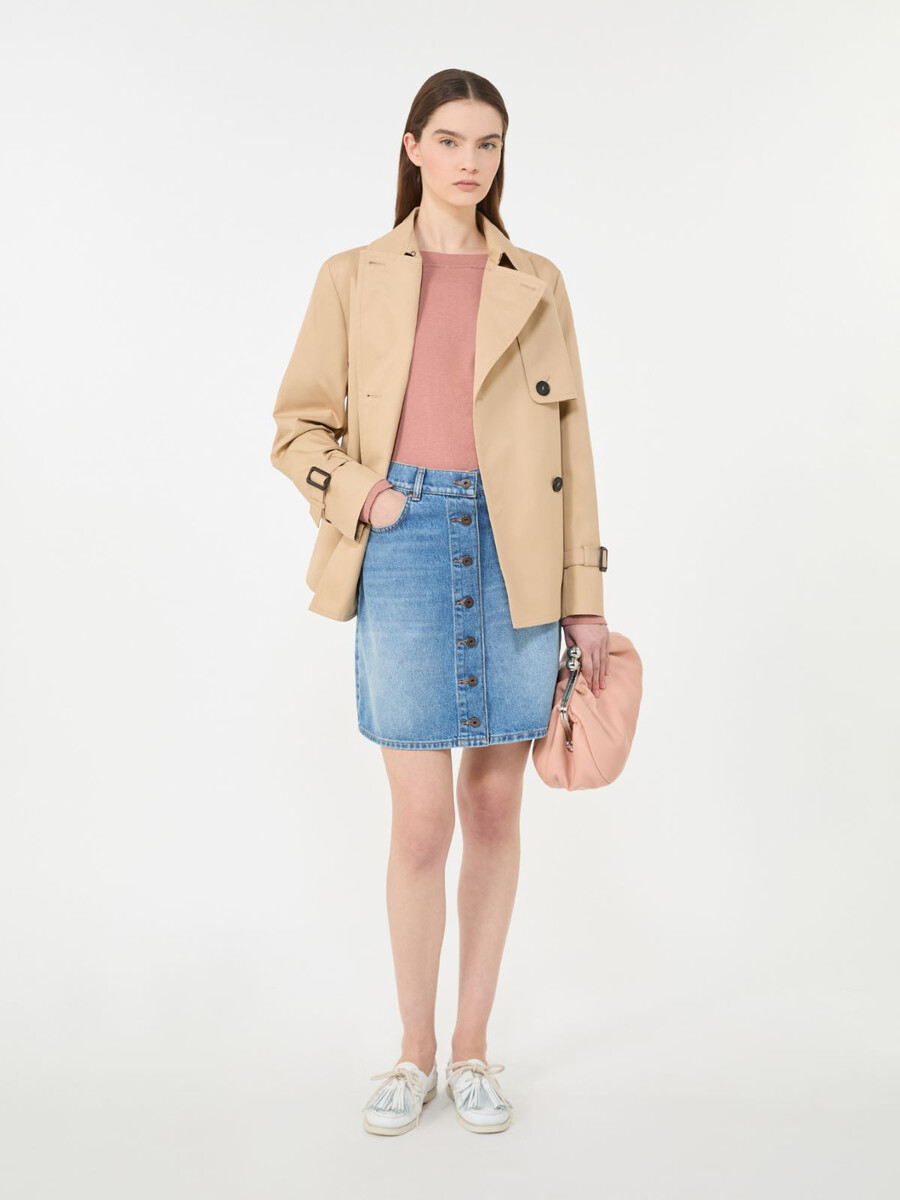 trench-coat court en gabardine déperlante - beige