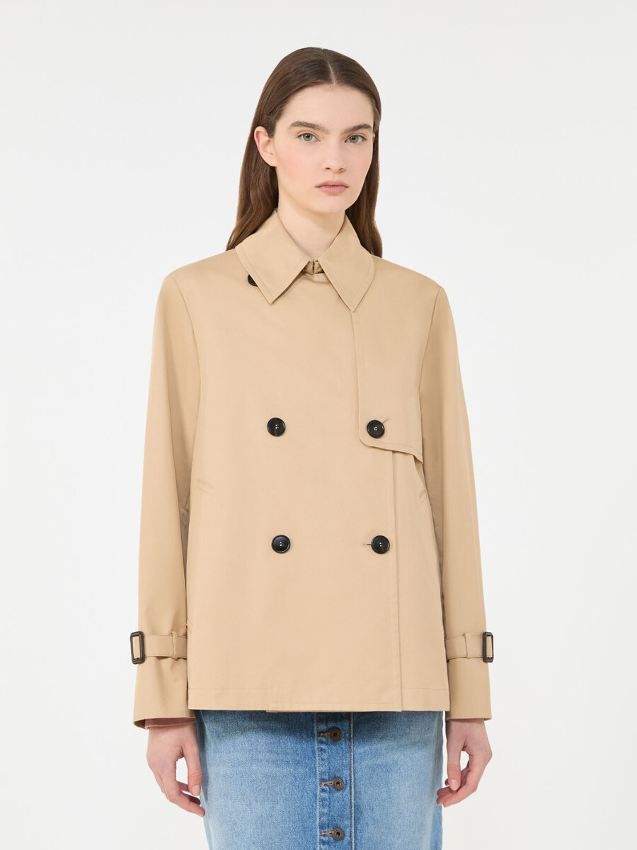 trench-coat court en gabardine déperlante - beige