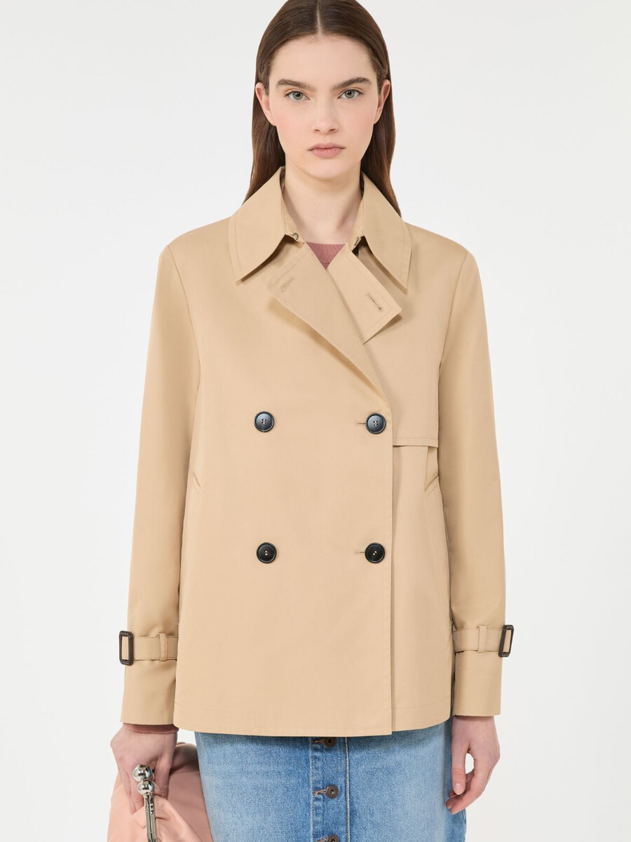 trench-coat court en gabardine déperlante - beige