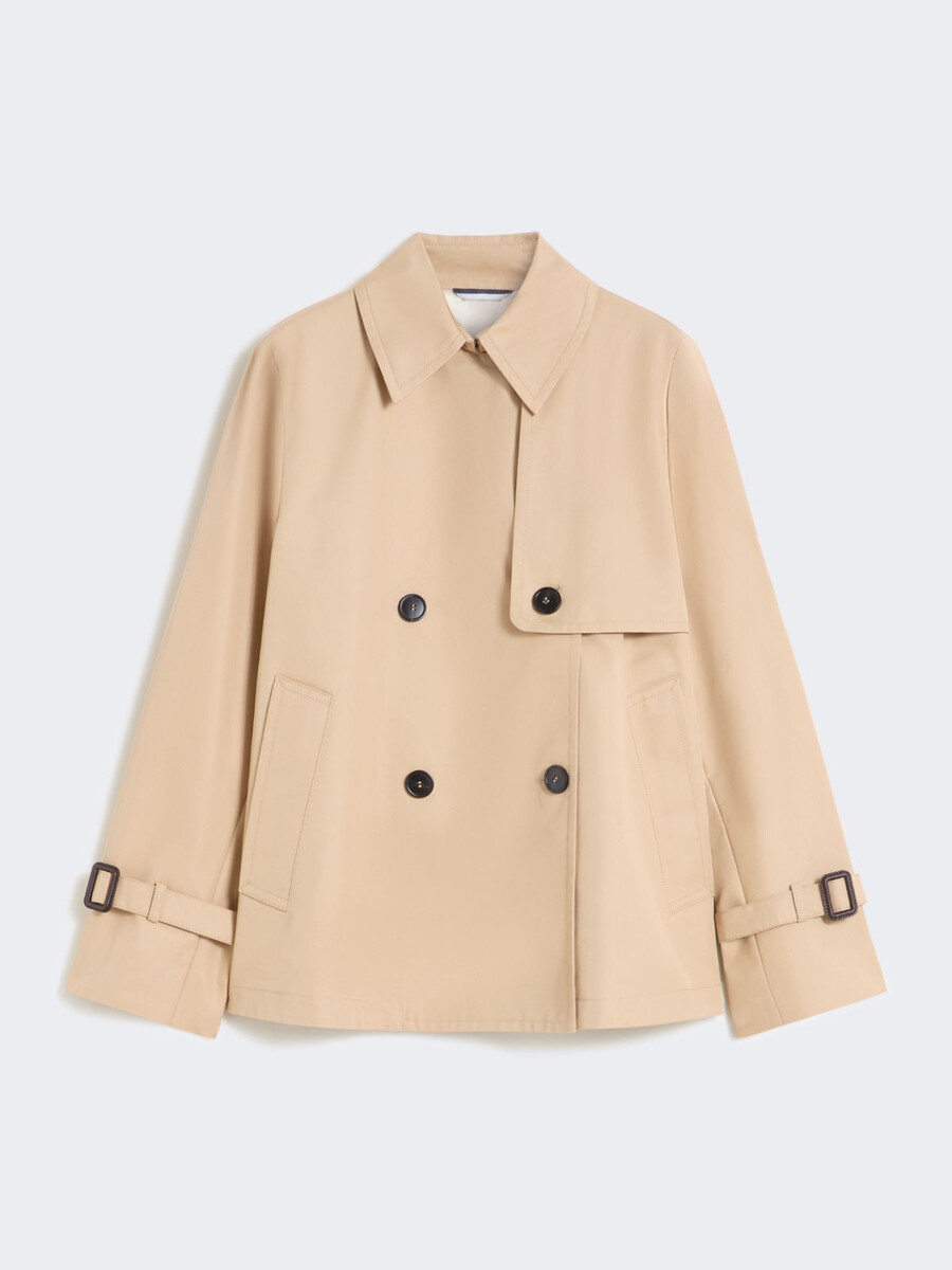 trench-coat court en gabardine déperlante - beige