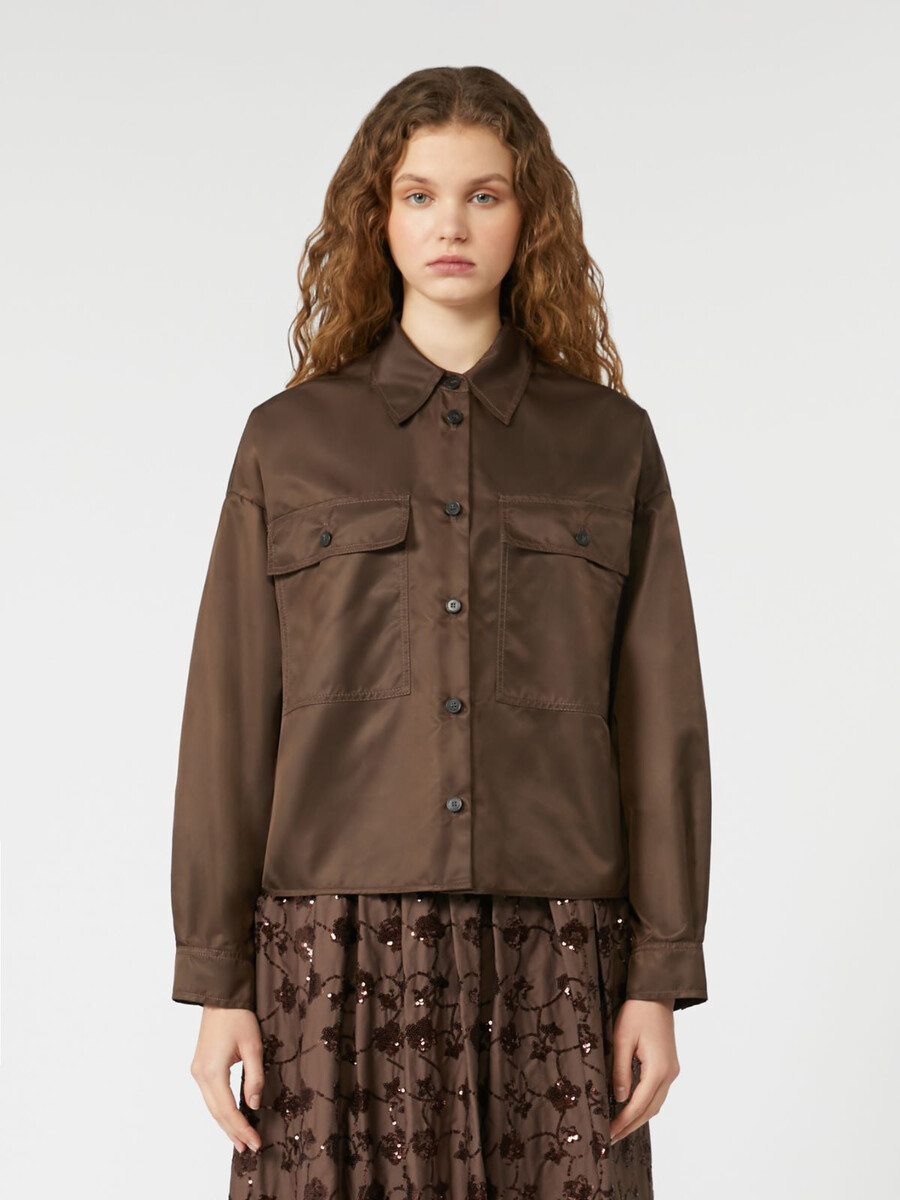 chemise courte en sergé déperlant - chocolat