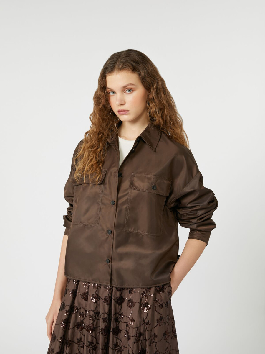 chemise courte en sergé déperlant - chocolat