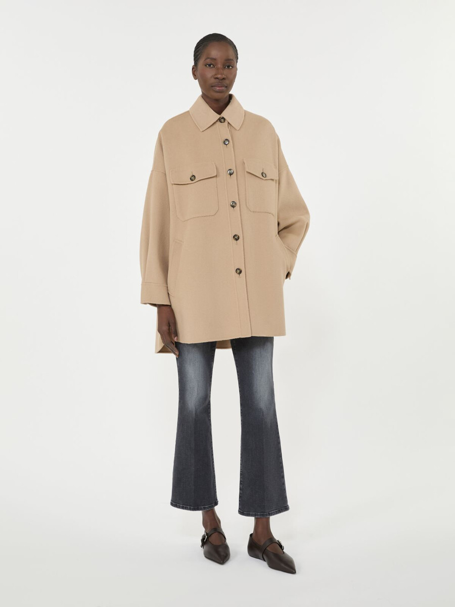 manteau oversize en laine mélangée - camel