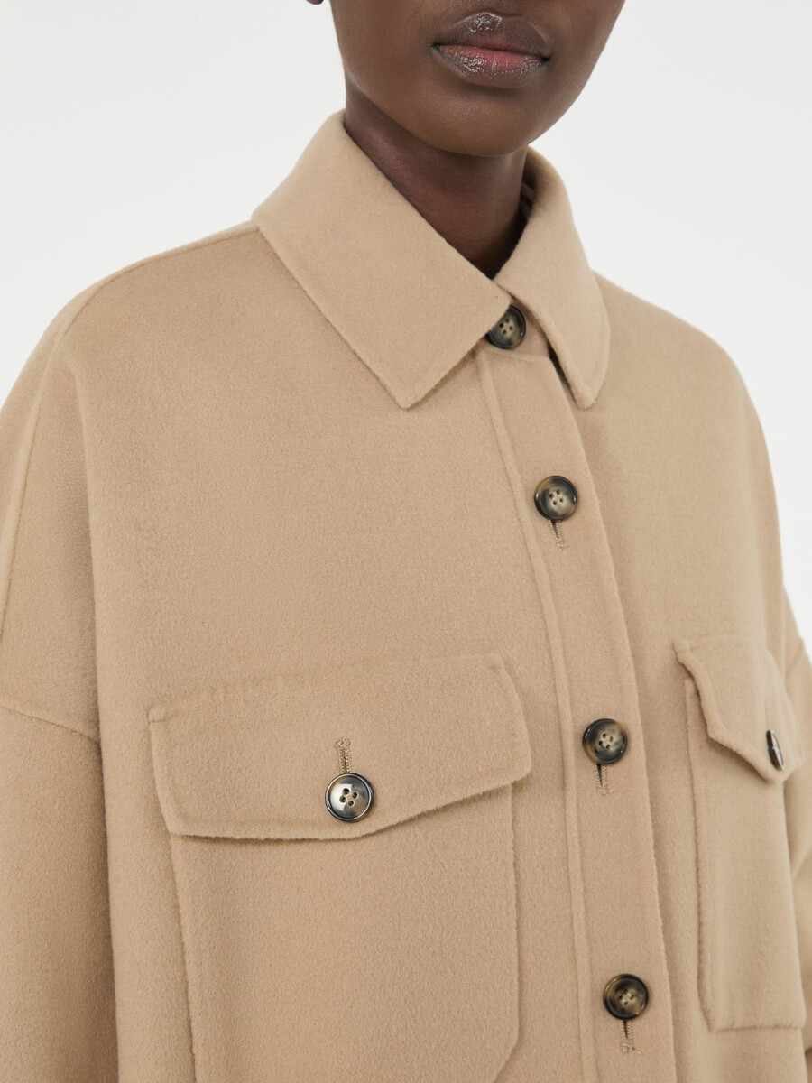 manteau oversize en laine mélangée - camel
