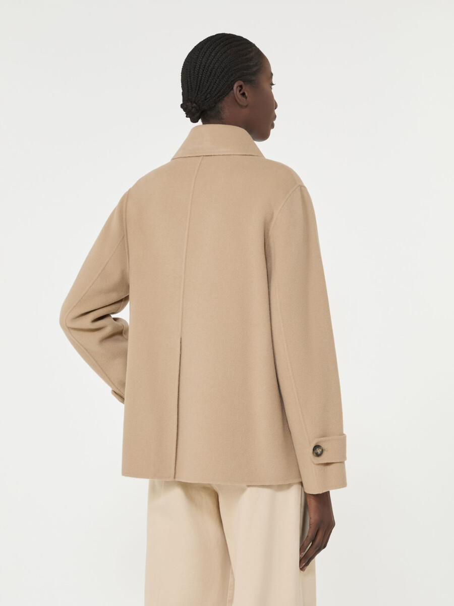 caban croisé en laine mélangée - camel