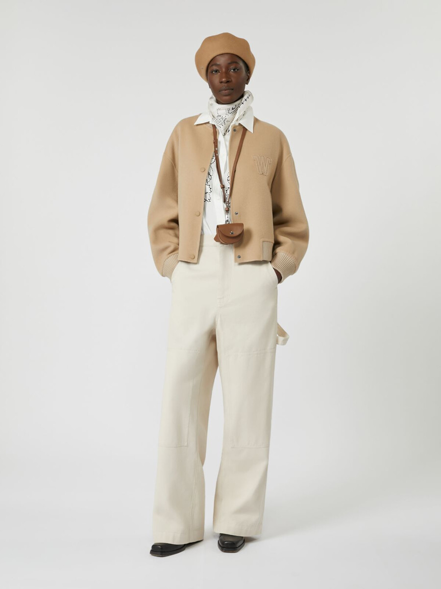 blouson aviateur en laine mélangée - camel