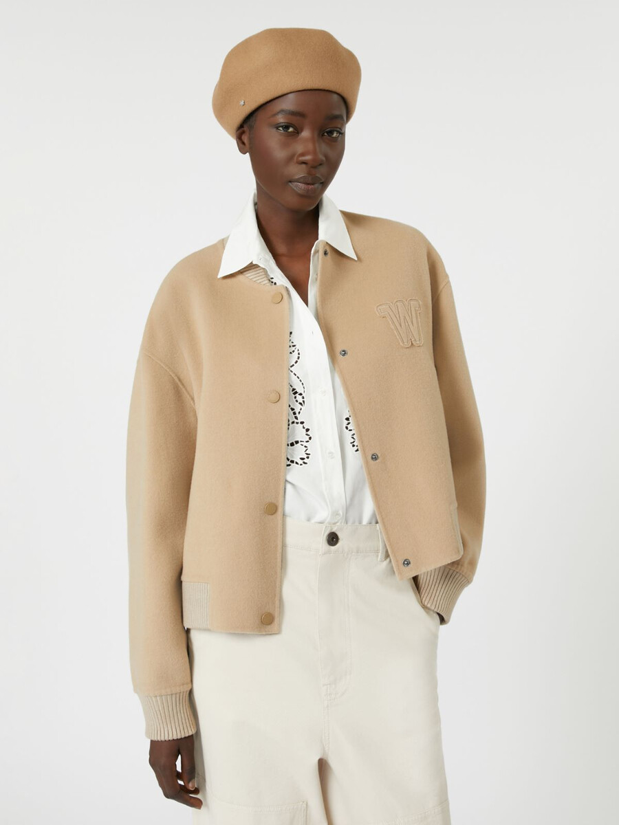 blouson aviateur en laine mélangée - camel