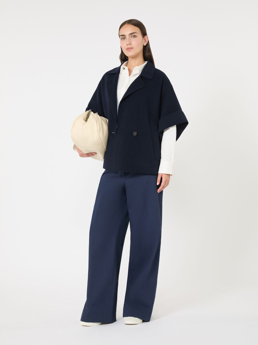 manteau court en drap de laine - marine
