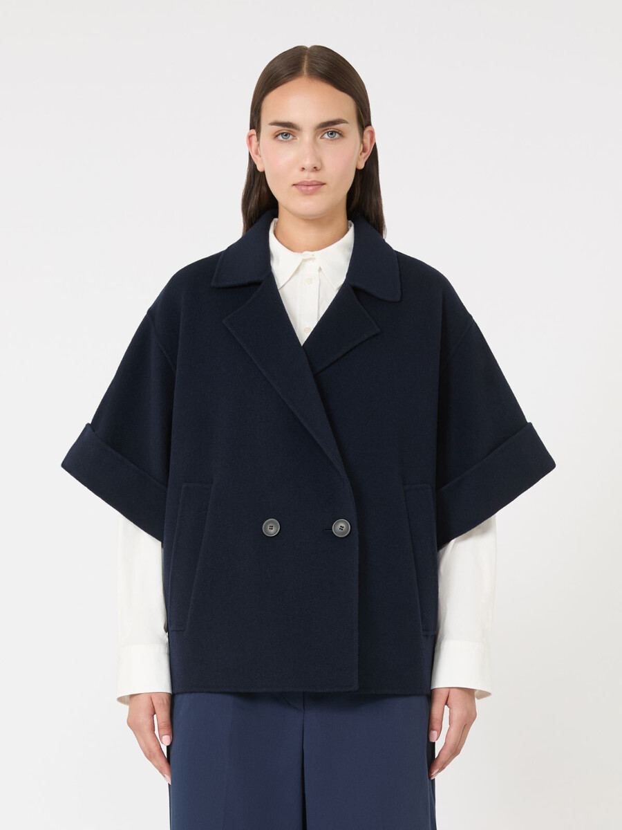 manteau court en drap de laine - marine