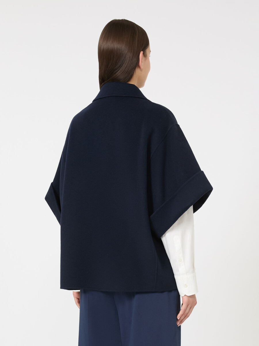 manteau court en drap de laine - marine