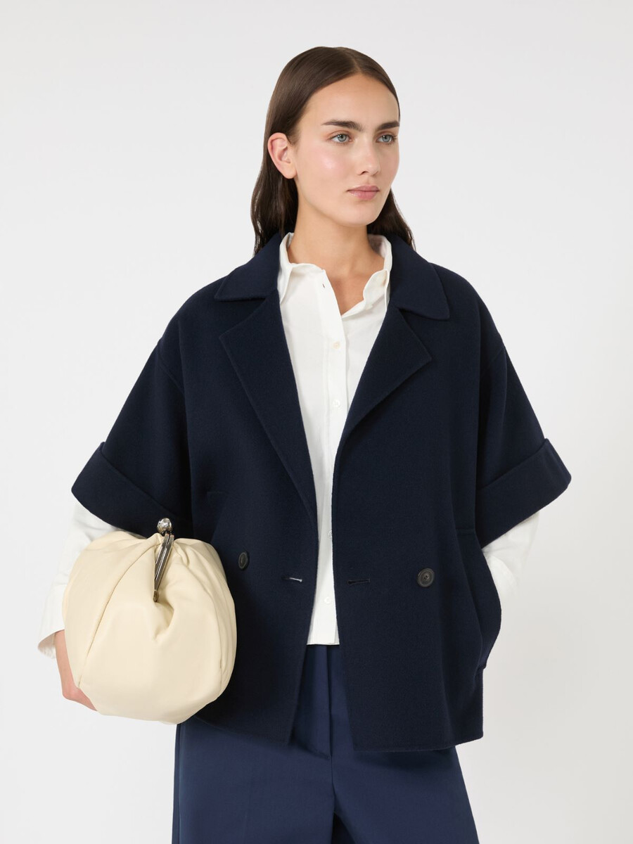 manteau court en drap de laine - marine