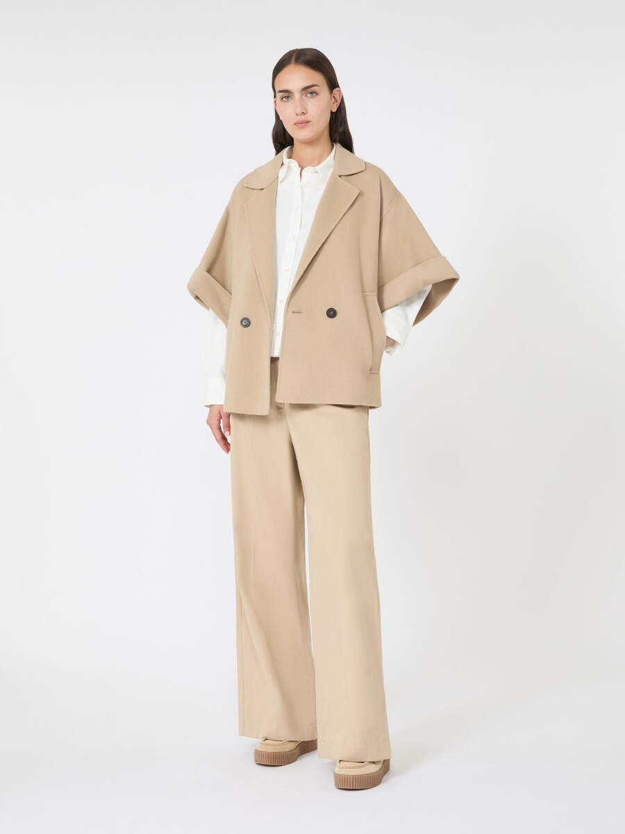 manteau court en drap de laine - beige
