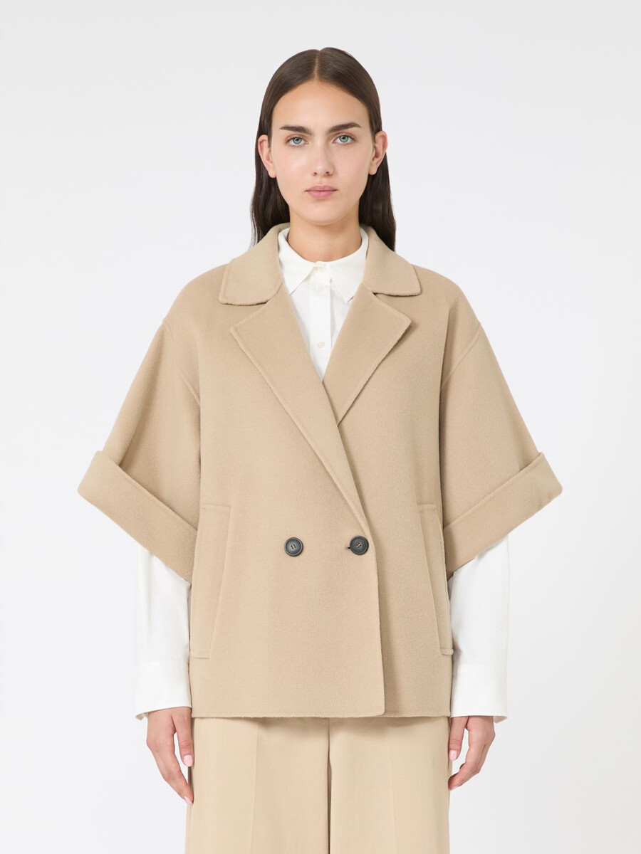 manteau court en drap de laine - beige