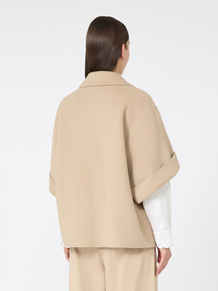 manteau court en drap de laine - beige