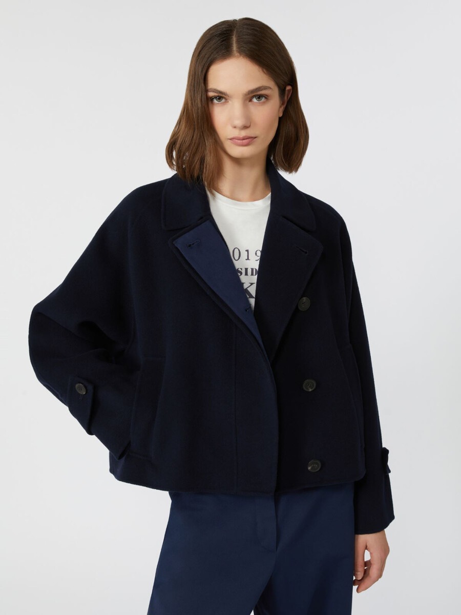 manteau court en drap de laine - marine