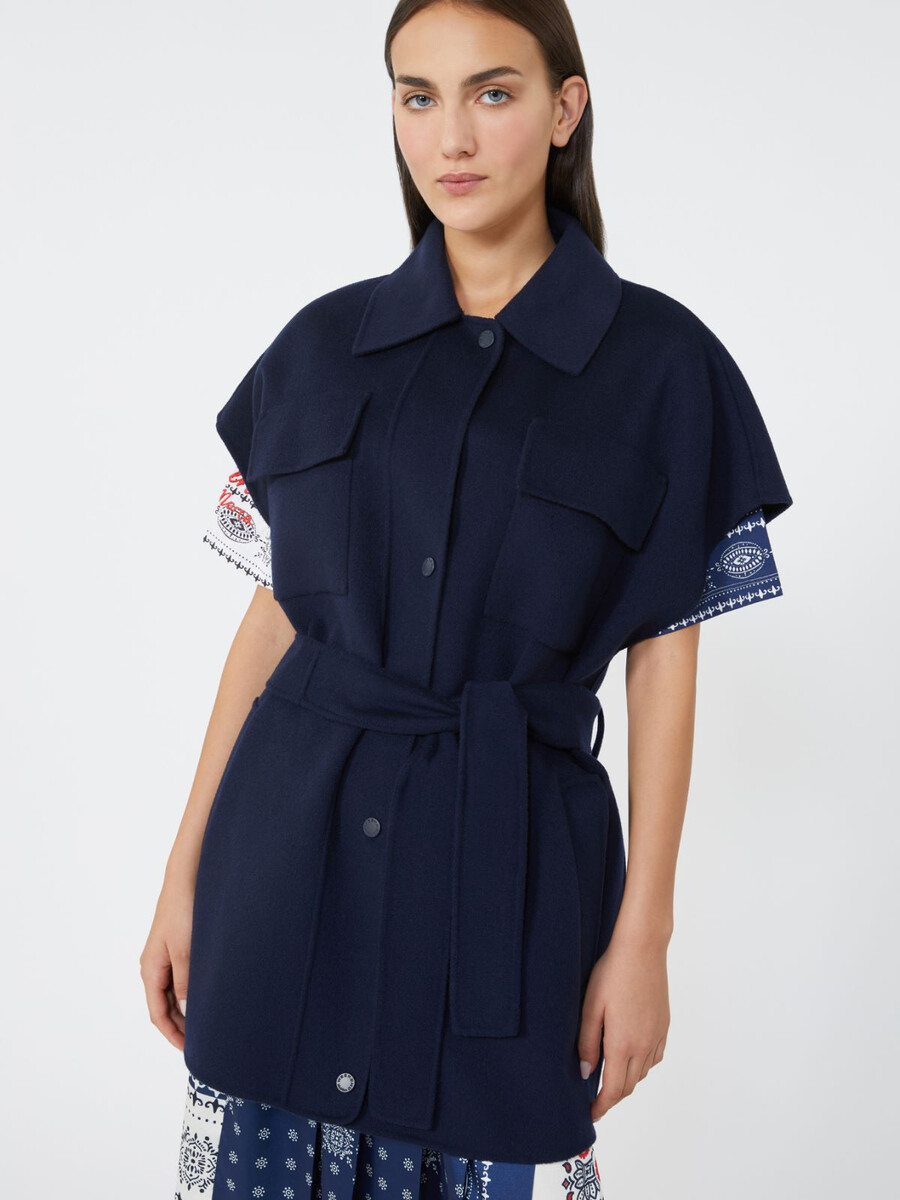 veste en tissu mélangé de laine - marine