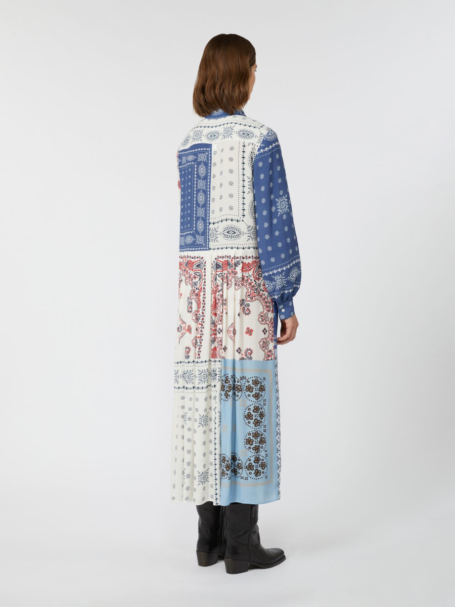 robe-chemise imprimée en viscose - bleu clair