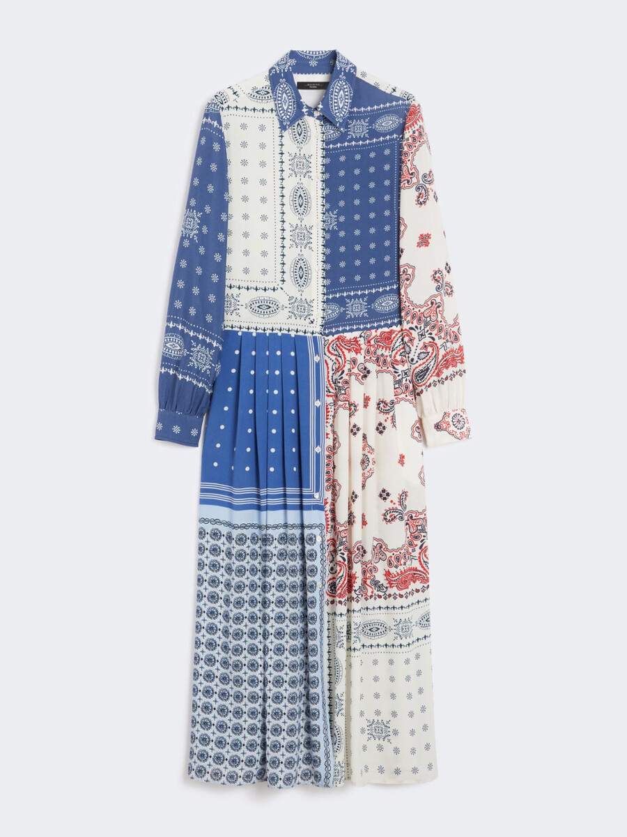 robe-chemise imprimée en viscose - bleu clair