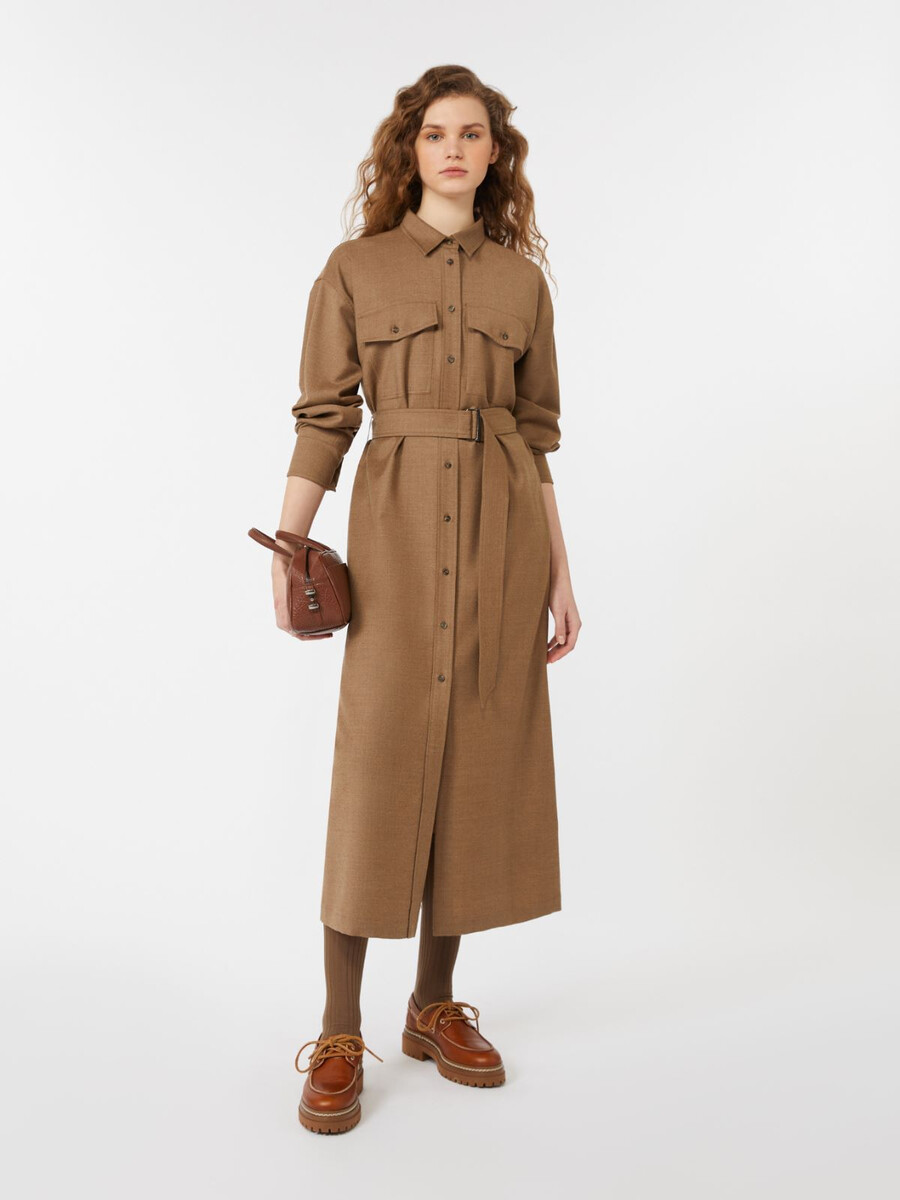 robe en flanelle de laine - marron noisette