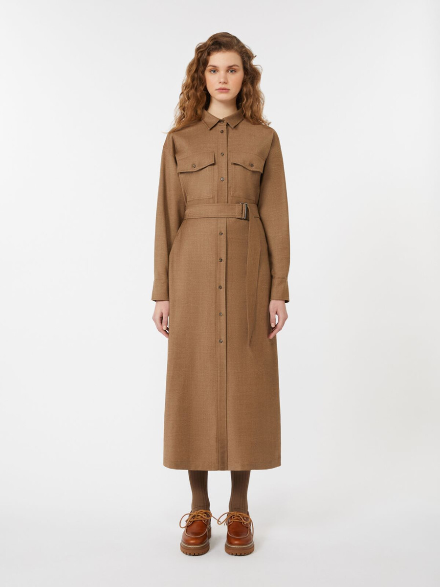 robe en flanelle de laine - marron noisette