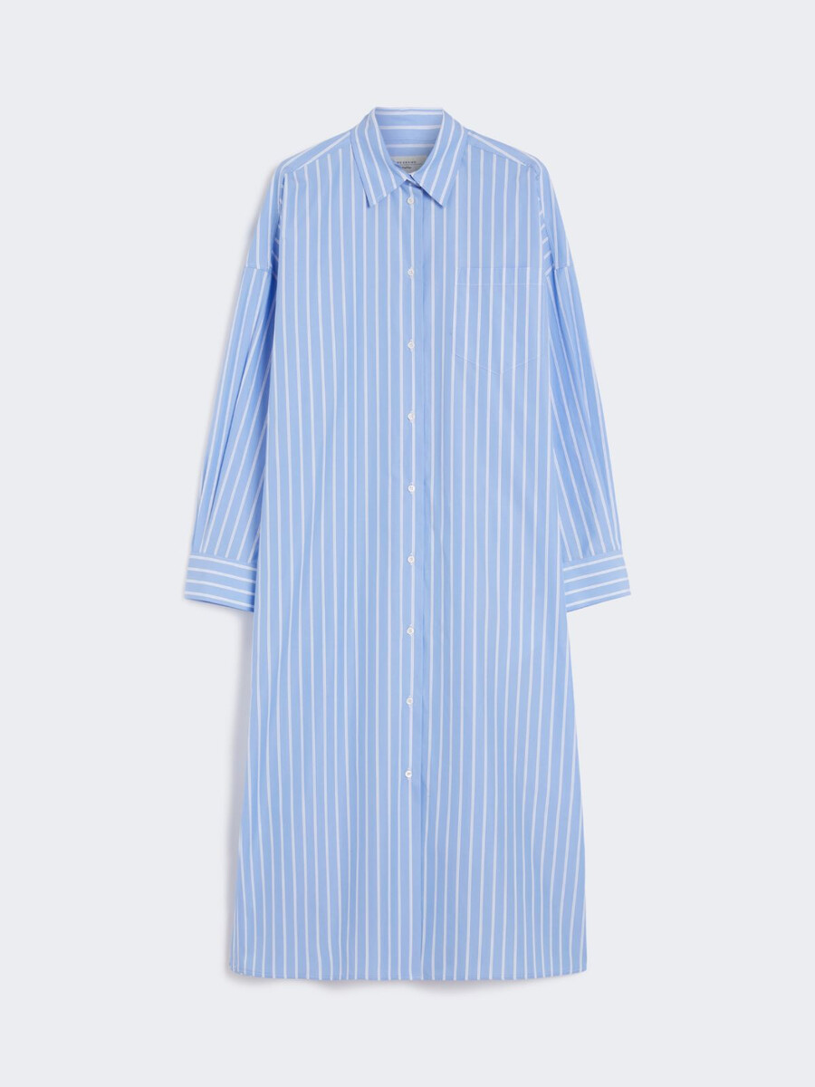 robe-chemise longue en popeline - bleu clair