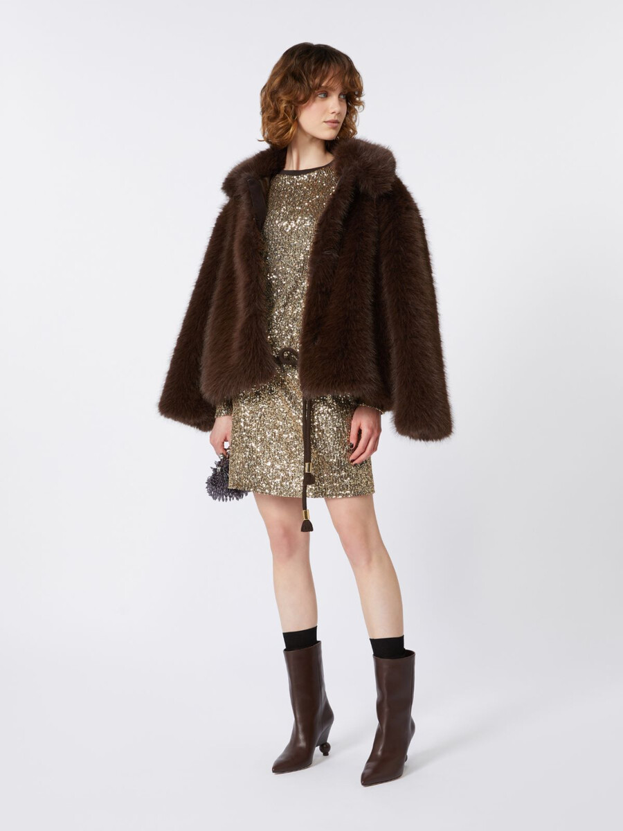 robe courte en tulle à sequins - or clair