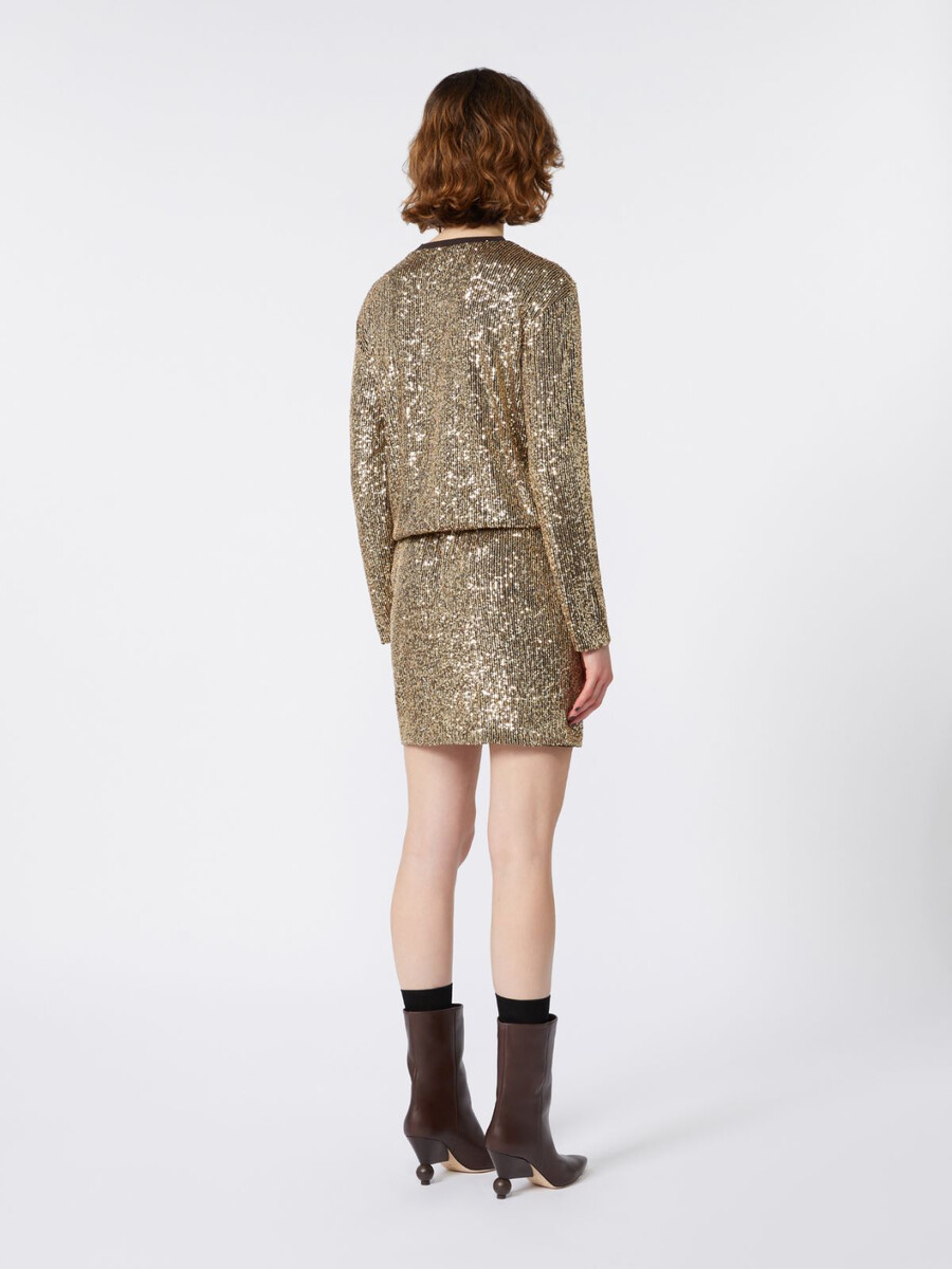 robe courte en tulle à sequins - or clair