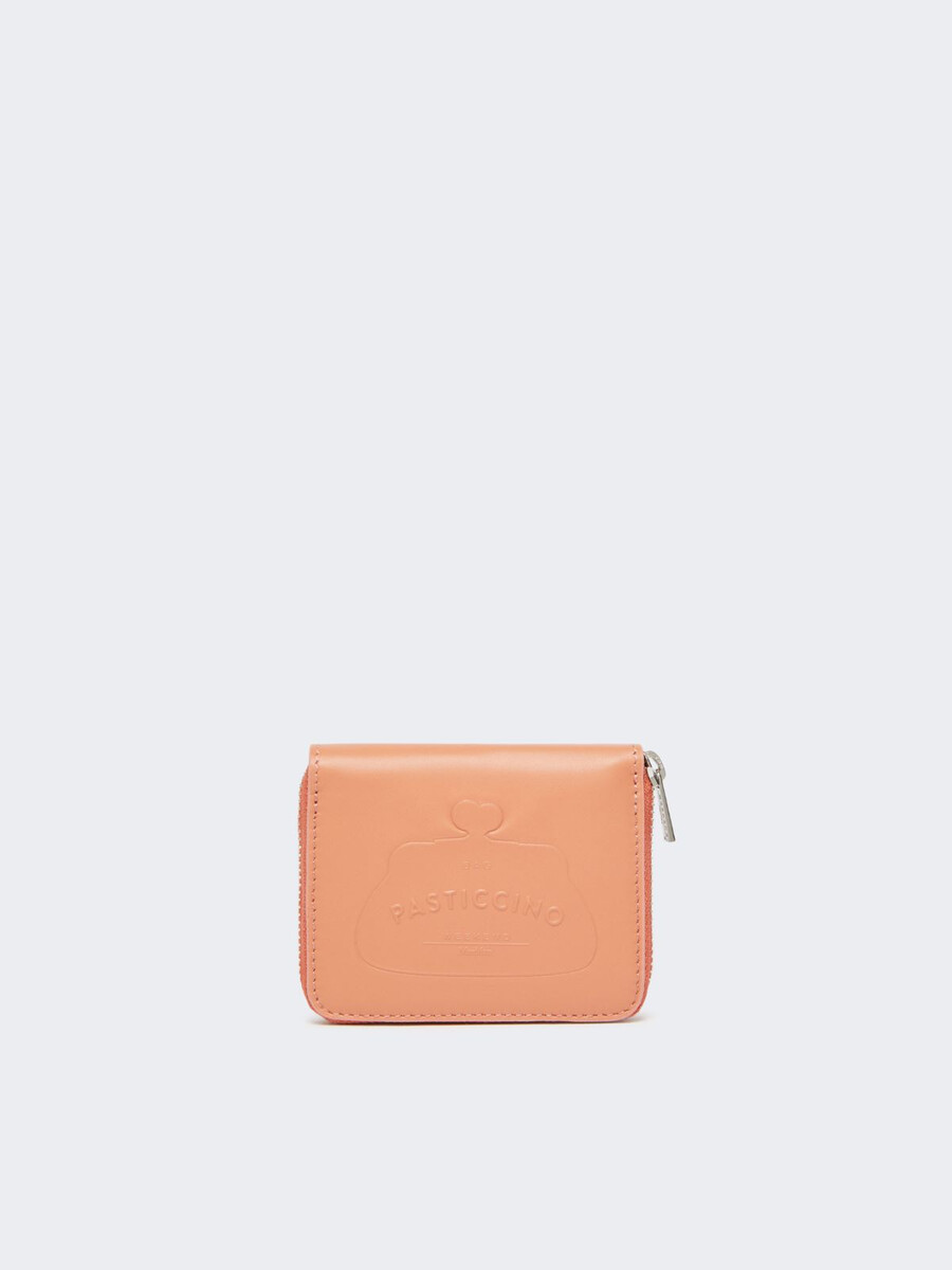 portefeuille zippé en cuir - rose