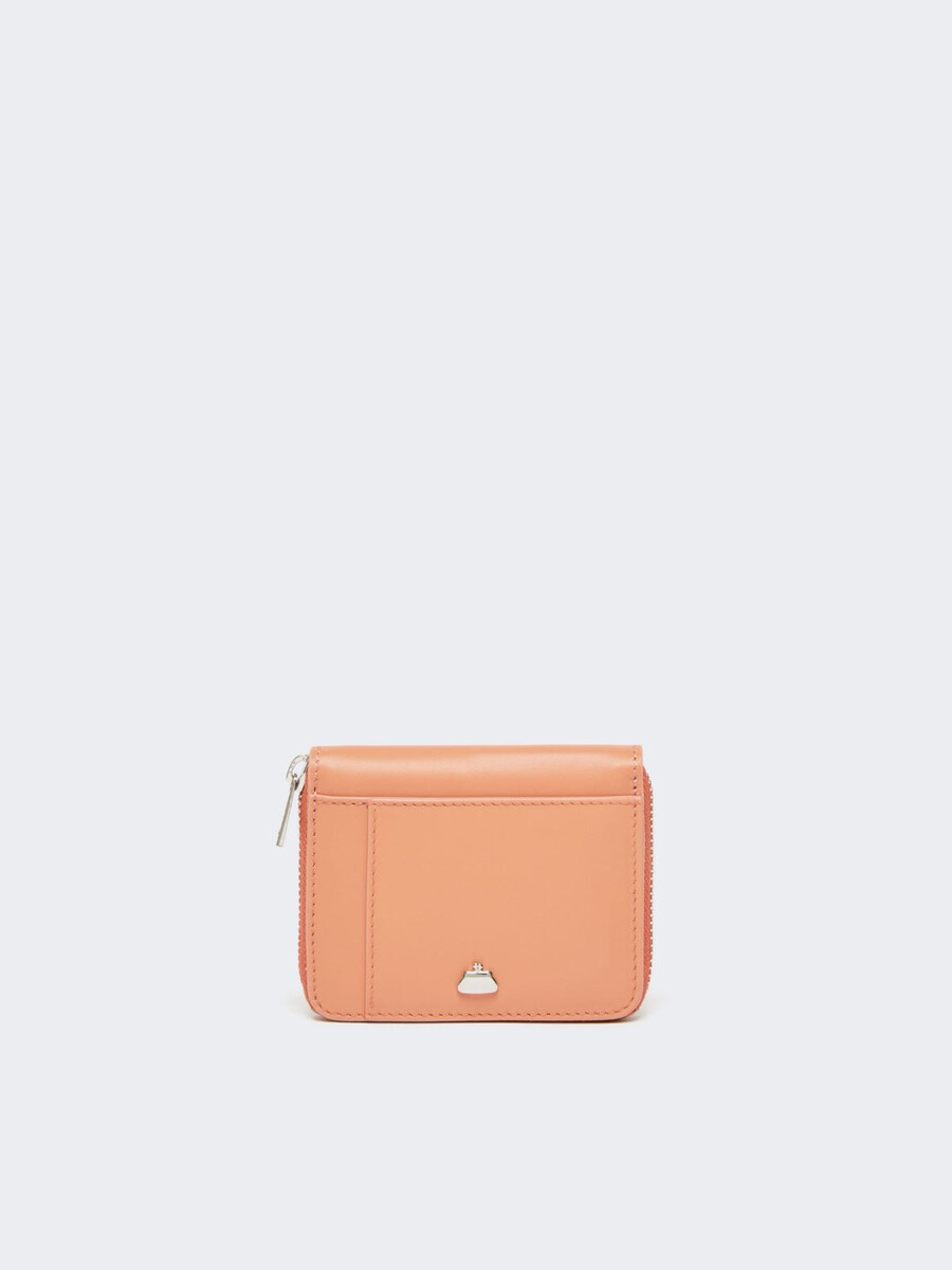 portefeuille zippé en cuir - rose