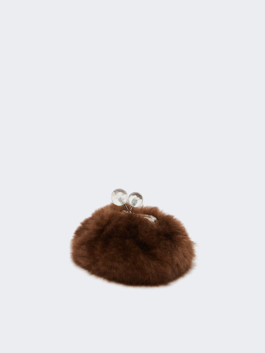 mini sac pasticcino en peau de mouton duveteuse - caramel