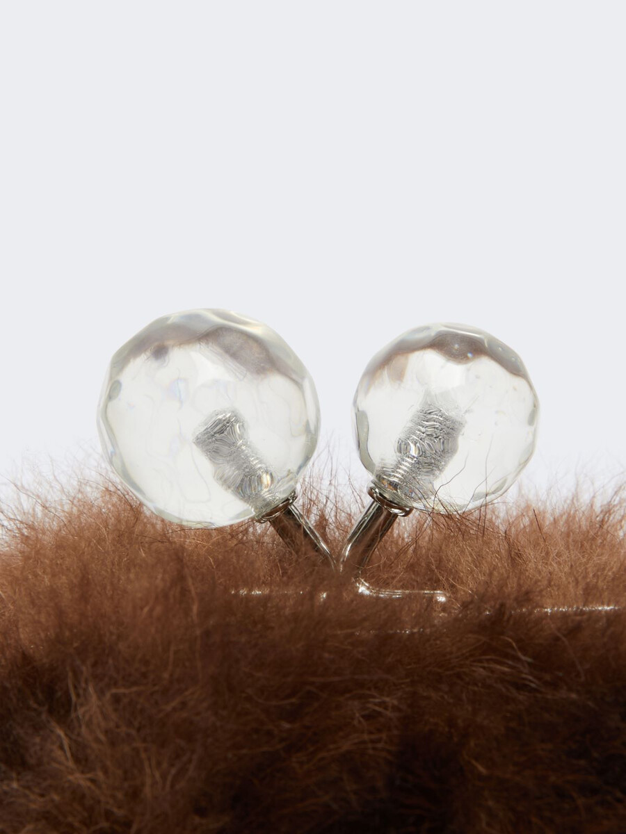 mini sac pasticcino en peau de mouton duveteuse - caramel