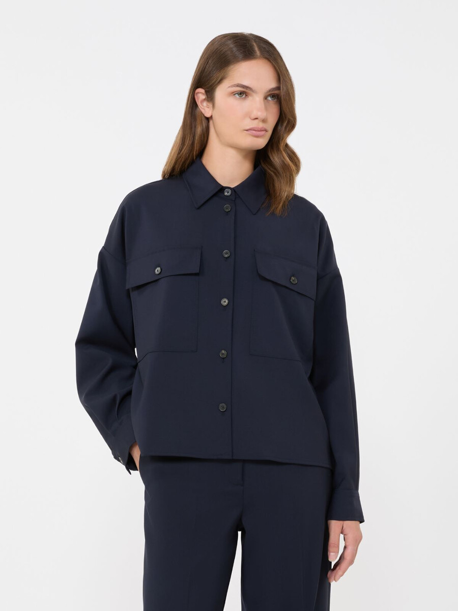 veste courte en laine - marine